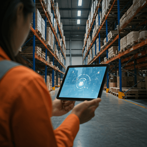Warehouse operator using tablet
